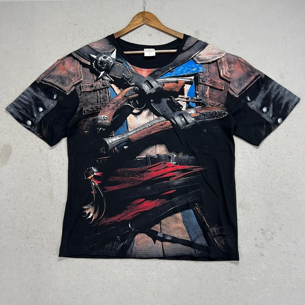 Assassins Creed Graphic T-Shirt Black Flag Edward Kenway Pirate Mens XL Game EUC